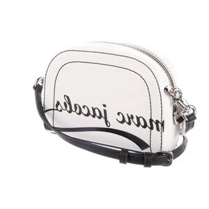 MARC JACOBS Saffiano Leather W/Reversed Graphic Print Logo Cream Crossbody Bag